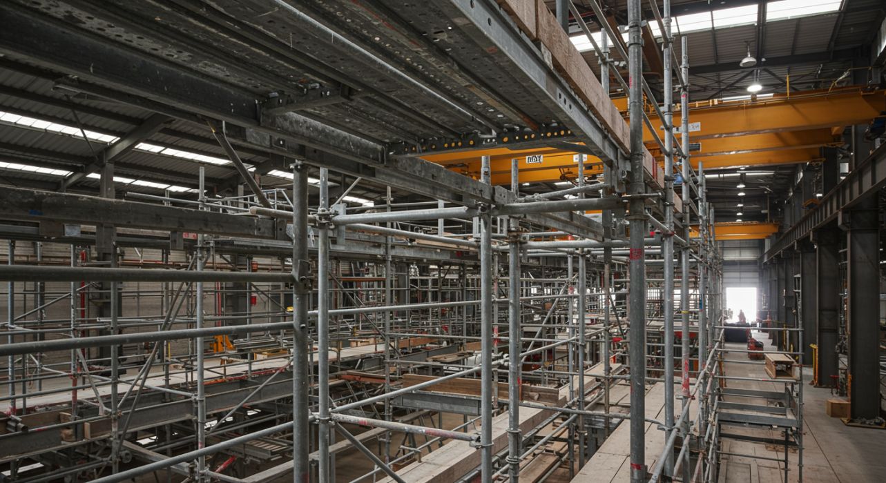 İnşaat ihtiyaçlarınız için doğru iskele seçmek Şantiye alanında kurulu tekerlekli mobil iskele