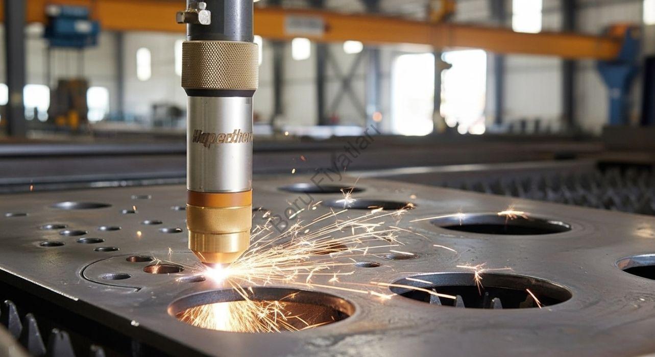 Çeşitli kalınlık ve boyutlarda plazma kesimle işlenmiş çelik ürünler ve maliyet detayları