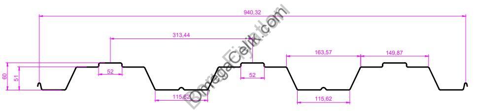 60/940 Beton Altı Trapez Sac Formu